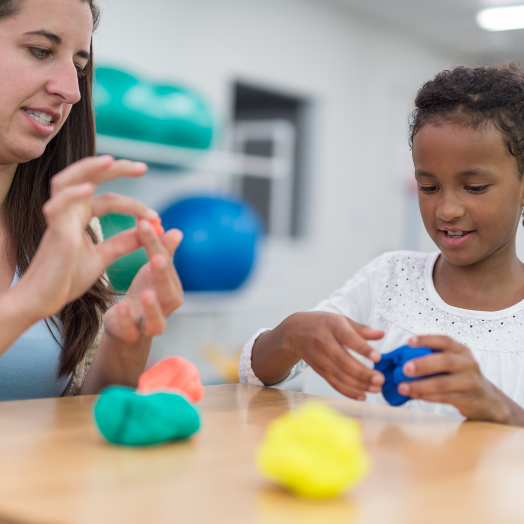 Adult and child playing