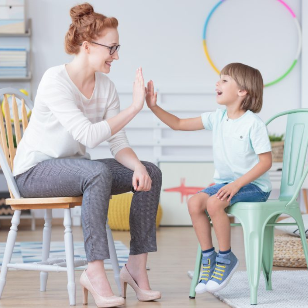 Adult and child playing